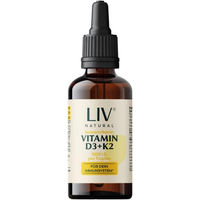 Produktbild von LIV Vitamin D3 K2 Tropfen mit 1000 IE pro Tropfen, vegan und ohne Zusatzstoffe, 30 ml