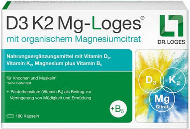 Loges D3 K2 Magnesium Kapseln vegan 180 Stück – Bild 1 von 1