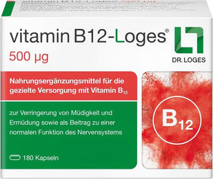 Loges Vitamin B12 500 µg Kapseln 180 Stück vegan vegetarisch laktosefrei – Bild 1 von 2