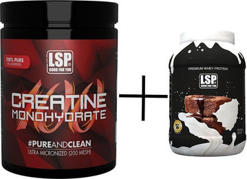LSP Creatine Monohydrat und Premium Whey Protein Set Choco Brownie vegetarisch Pulver 2300 g – Bild 1 von 2