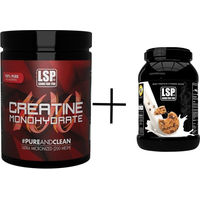 Produktbild von LSP Creatine Monohydrat und Premium Whey Protein Set Cookies & Cream vegetarisch Pulver 2300 g