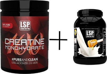 LSP Creatine Monohydrat und Premium Whey Protein Set Milk & Honey vegetarisch Pulver 2300 g – Bild 1 von 2