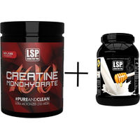 Produktbild von LSP Creatine Monohydrat und Premium Whey Protein Set Milk & Honey vegetarisch Pulver 2300 g