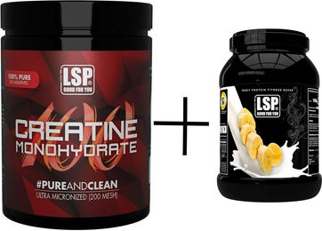 LSP Creatine Monohydrat und Premium Whey Protein Set mit Banane, vegetarisch, Pulver (500g und 1800g) – Bild 1 von 2