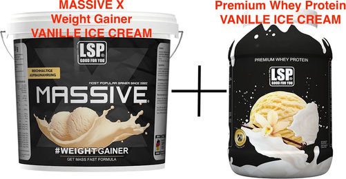 LSP MASSIVE X Weight Gainer mit Premium Whey Protein Pulver Vanille – Bild 1 von 3