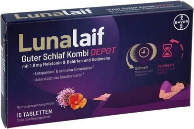 Lunalaif Guter Schlaf Kombi Depot Tabletten mit 1,9 mg Melatonin 15 Stück – Bild 1 von 2