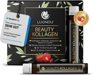 Luondu Beauty Kollagen Trinkampullen mit Hyaluronsäure hochdosiert ohne Zusatzstoffe 30 Stück – Bild 1 von 3