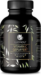Luondu Vitamin C gepuffert Calciumascorbat 1000 mg Kapseln vegan 180 Stück – Bild 1 von 2