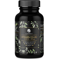 Produktbild von Luondu Vitamin D3 K2 Hochdosiert 10000 IE Kapseln 180 Stück vegan ohne Zusatzstoffe