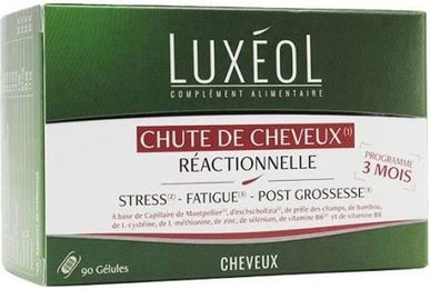 Luxéol Nahrungsergänzungsmittel bei reaktivem Haarausfall 90 Kapseln pflanzlicher Ursprung für Männer und Frauen – Bild 1 von 4