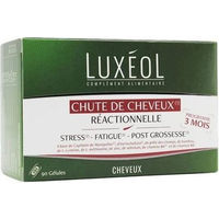 Produktbild von Luxéol Nahrungsergänzungsmittel bei reaktivem Haarausfall 90 Kapseln pflanzlicher Ursprung für Männer und Frauen