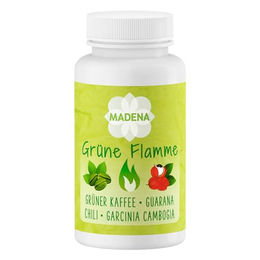 Madena Grüne Flamme Vegan Kapseln mit Grüner Kaffee Extrakt Guarana Konjakwurzel Garcinia Cambogia Chili Extrakt und L-Carnitin 100 Stück – Bild 1 von 2