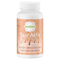 Produktbild von MADENA Haar Aktiv Haar-Vitamine mit Silizium, Goldhirse, Lignanen, Zink und Biotin, 70 Kapseln, vegan und laktosefrei