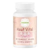 Produktbild von Madena Haut Vital Beauty-Kollagen-Kombi Kapseln mit 13 bioaktiven Mikronährstoffen, Ceramosides, Hyaluronsäure und Granatapfel, 60 Kapseln, vegan, laktosefrei und glutenfrei