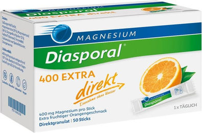 Magnesium Diasporal 400 Extra Granulat Sticks von Protina Pharmazeutische GmbH vegan zuckerfrei glutenfrei laktosefrei 50 Stück – Bild 1 von 2