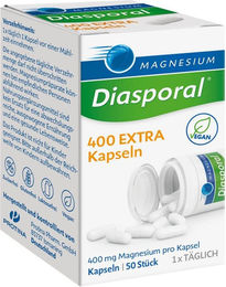 Magnesium Diasporal 400 Extra Kapseln mit Magnesiumoxid, glutenfrei, laktosefrei und zuckerfrei, 50 Kapseln – Bild 1 von 2
