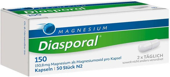 Magnesium Diasporal Kapseln mit Magnesium Oxid, zuckerfrei, glutenfrei und laktosefrei, 50 Stück – Bild 1 von 2