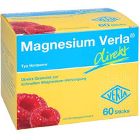 Produktbild von Magnesium Verla direkt Himbeere Granulat mit 150 mg Magnesiumcitrat, zuckerfrei, glutenfrei und laktosefrei, 60 Stück