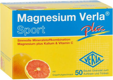 Magnesium Verla plus Granulat mit Magnesiumcitrat, Kaliumcitrat und Vitamin C, Grapefruit-Geschmack, vegan, glutenfrei und laktosefrei, 50 Stück – Bild 1 von 3