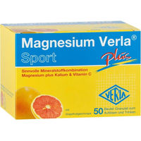 Produktbild von Magnesium Verla plus Granulat mit Magnesiumcitrat, Kaliumcitrat und Vitamin C, Grapefruit-Geschmack, vegan, glutenfrei und laktosefrei, 50 Stück