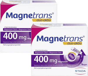 Magnetrans DUOAKTIV STADA Nahrungsergänzungsmittel mit Magnesium-Citrat und Magnesium-Oxid 400 mg Sticks vegan laktosefrei glutenfrei – Bild 1 von 3