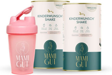 MamiGut Kinderwunsch Monatspaket bis 14. SSW Pulver inklusive Shaker für Frauen und Schwangere – Bild 1 von 2