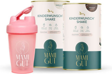 MamiGut Kinderwunsch Monatspaket mit Pulver und Shaker für Schwangere und Stillende – Bild 1 von 1