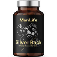 Produktbild von ManLife SilverBack Testo Booster für Männer mit Zink, Magnesium, Vitamin B6, Maca-Wurzel und Ashwagandha vegan 120 Kapseln