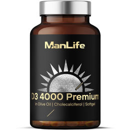 ManLife Vitamin D3 4000 IE hochdosiert Softgel-Kapseln mit Olivenöl 120 Stück – Bild 1 von 3