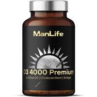 Produktbild von ManLife Vitamin D3 4000 IE hochdosiert Softgel-Kapseln mit Olivenöl 120 Stück