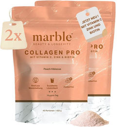 marble© Collagen Pro Peach Hibiscus mit Vitamin C, Zink und Biotin Pulver zuckerfrei – Bild 1 von 1