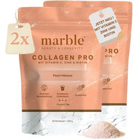 Produktbild von marble© Collagen Pro Peach Hibiscus mit Vitamin C, Zink und Biotin Pulver zuckerfrei