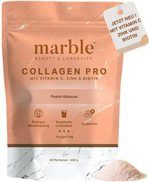 marble Collagen Pro Peach Hibiscus – Reines Rinderkollagen Pulver mit Vitamin C, Zink und Biotin, zuckerfrei, glutenfrei und laktosefrei – Bild 1 von 1