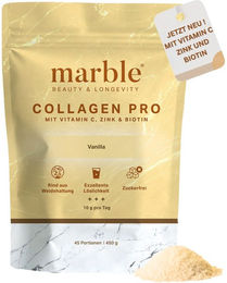 marble Collagen Pro Vanilla – Weidekollagen von Rind als Pulver mit Vitamin C, Zink und Biotin, zuckerfrei, glutenfrei und laktosefrei – Bild 1 von 1