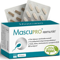 Produktbild von MascuPRO Fertilität Kapseln für Männer vegan 180 Stück