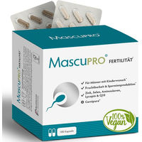 Produktbild von MascuPRO Fertilität Vitamine für Männer mit Folsäure und Aminosäuren Vegan 180 Kapseln