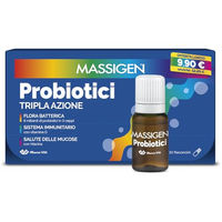 Produktbild von MASSIGEN Probiotika Flüssigkeit glutenfrei und laktosefrei für Erwachsene und Kinder 10 Fläschchen à 8 ml