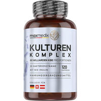 Produktbild von maxmedix Probiotika Kulturen Komplex Kapseln für Erwachsene vegan laktosefrei glutenfrei ohne Zusatzstoffe 120 Stück