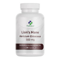 Produktbild von MedFuture Lions Mane Kapseln mit 500 mg Löwenmähne Pilz Extrakt Hericium Erinaceus 60 Kapseln
