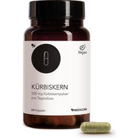 Produktbild von Medicom Kürbiskern Kapseln mit 500 mg Kürbiskernpulver, 60 Stück, vegan, glutenfrei und laktosefrei