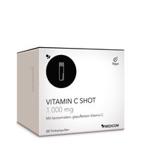 Produktbild von Medicom Vitamin C Shot Liposomales und gepuffertes Vitamin C 1000 mg Hochdosiert Vegan 20 Trinkampullen