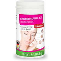 Produktbild von MEDICURA AG Hyaluronsäure 100 Kollagen Plus Beauty-Kollagen-Kombi Kapseln 60 Stück