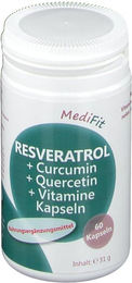 MediFit Resveratrol Curcumin Quercetin und Vitamine Kapseln 60 Stück – Bild 1 von 1