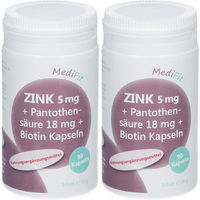 Produktbild von MediFit Zink 5 mg mit Pantothensäure und Biotin Gluconat Kapseln 180 Stück
