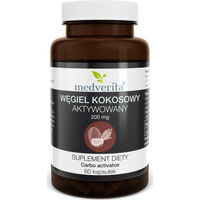 Produktbild von Medverita Aktivkohle aus Kokosnuss 200 mg Kapseln 60 Stück ohne Zusatzstoffe