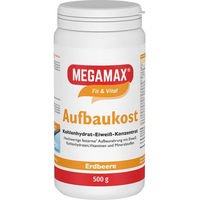 Produktbild von MEGAMAX Aufbaukost Kohlenhydrat-Eiweiß-Konzentrat Erdbeere Pulver glutenfrei 500 g