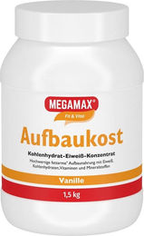 MEGAMAX Aufbaukost Kohlenhydrat-Eiweiß-Konzentrat Vanille Pulver glutenfrei 1500 g – Bild 1 von 1