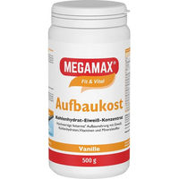 Produktbild von MEGAMAX Aufbaukost Kohlenhydrat-Eiweiß-Konzentrat Vanille Pulver glutenfrei 500 g