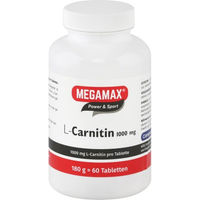 Produktbild von Megamax B.V. L-Carnitin 1000 mg Tabletten vegan laktosefrei glutenfrei 60 Stück