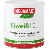 Produktbild von MEGAMAX Eiweiß 100 Erdbeere Pulver vegetarisch 750 g